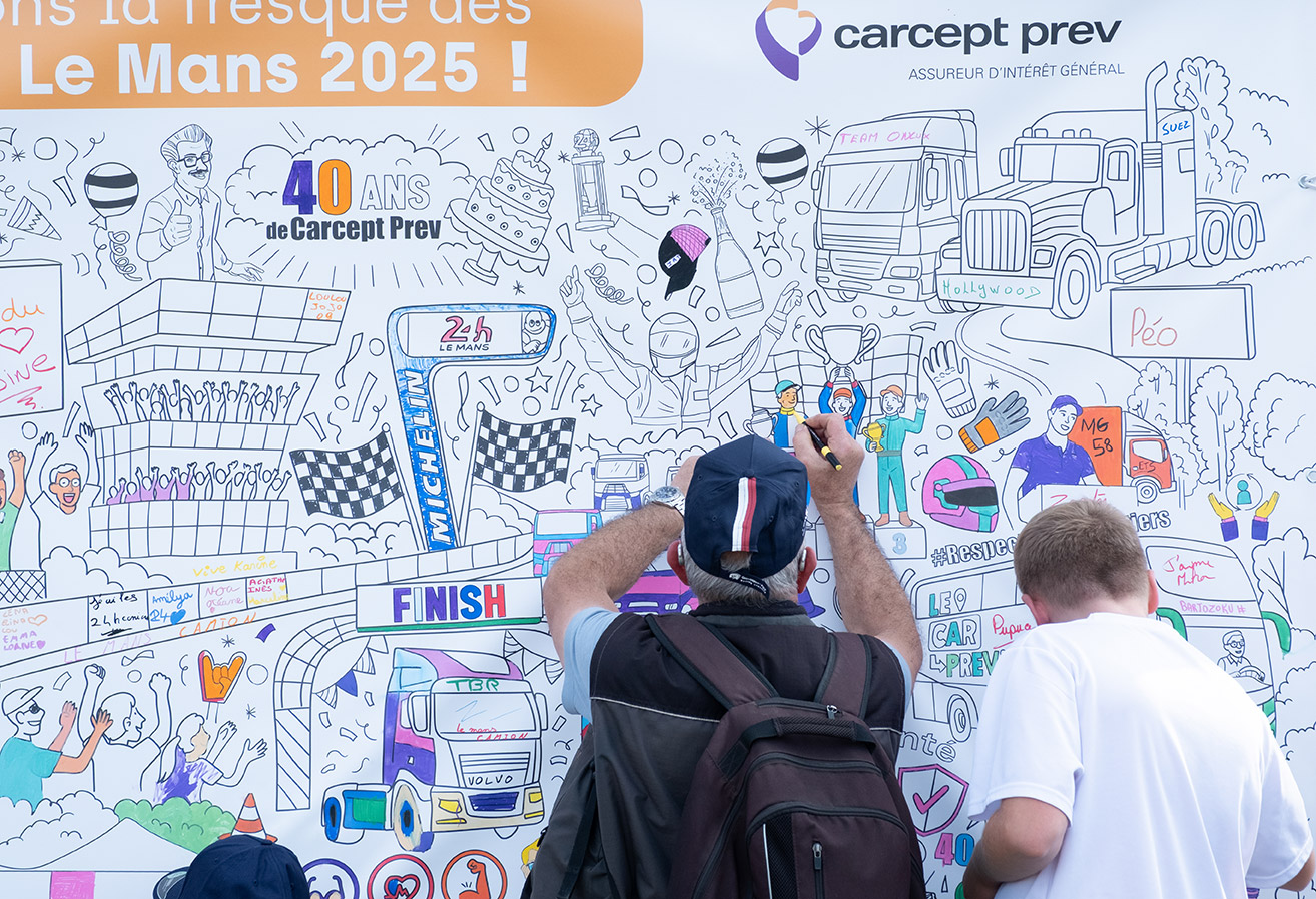 Fresque à colorier personnalisée pour Carcept Prev – 24 Heures du Mans