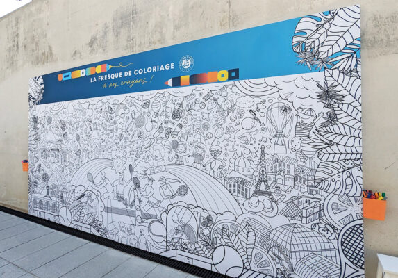 Fresque à colorier personnalisée pour événement sportif grand public