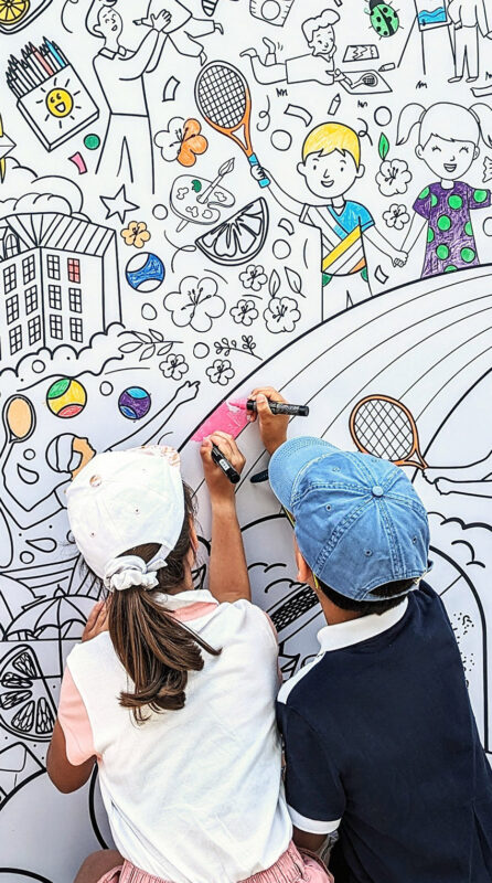 animation sur mur de coloriage tennis