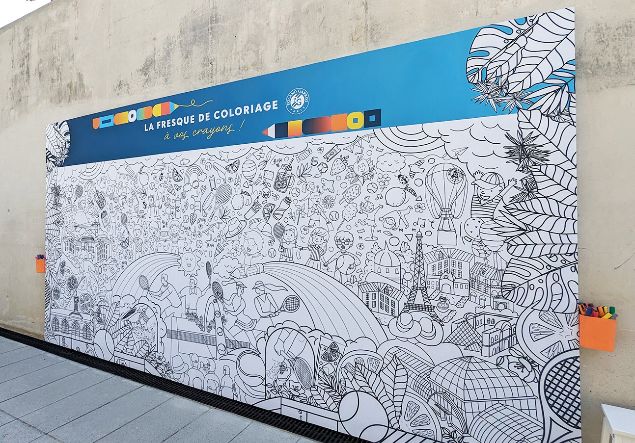 Fresque à colorier personnalisée pour événement sportif grand public