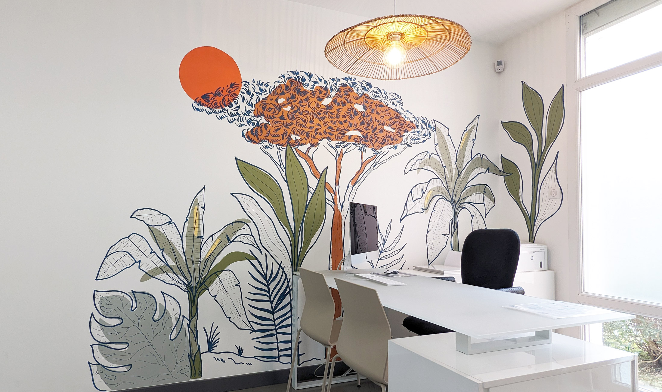 fresque murale savane jungle cabinet dentiste