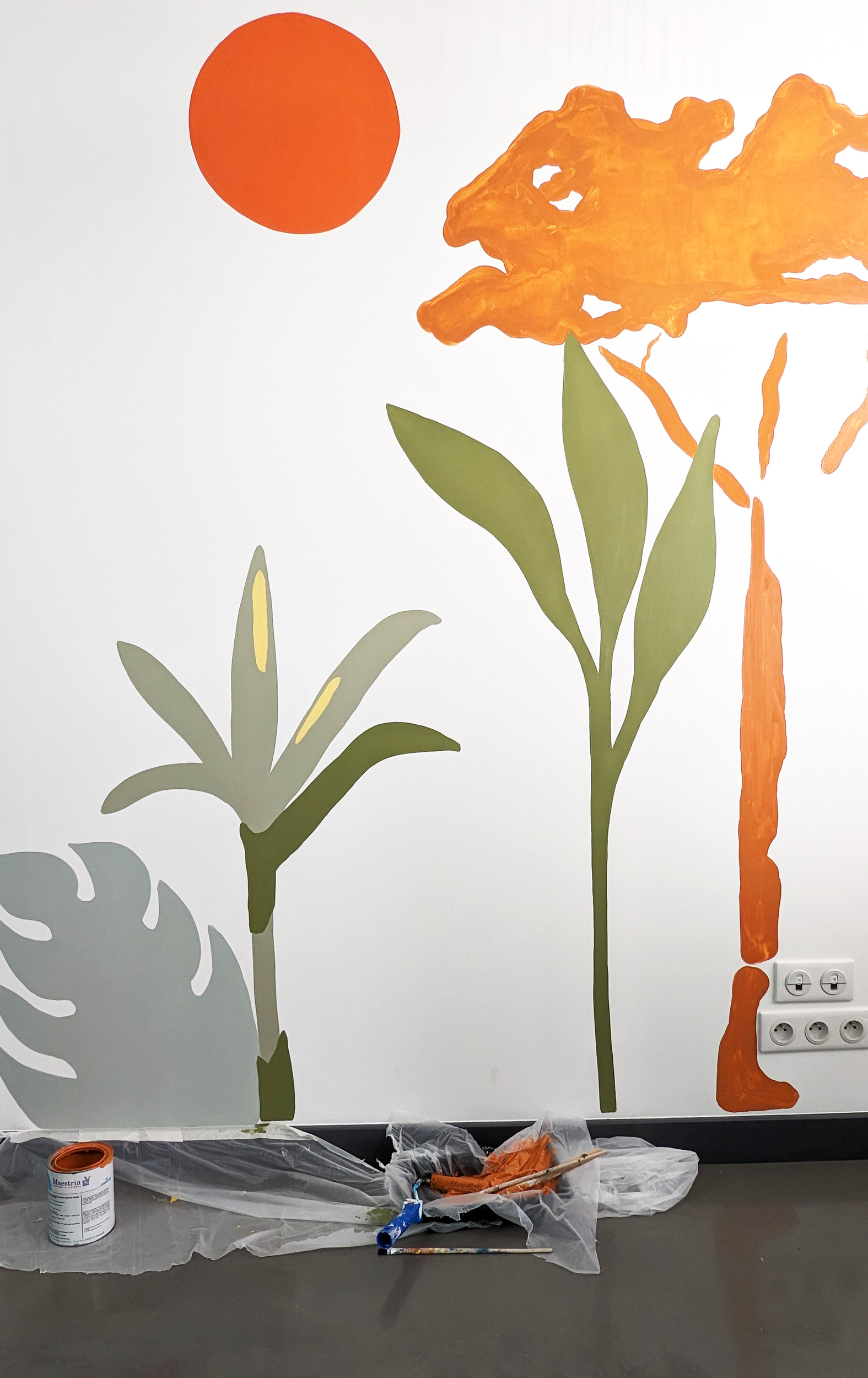 fresque murale savane jungle peinture a la main2